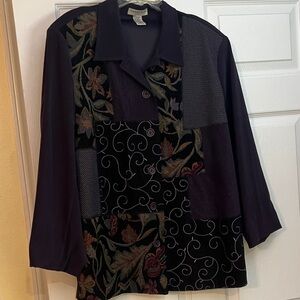 Elegant Black and Purple Floral Blazer